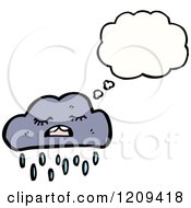 Cartoon Of A Thinking Storm Cloud Royalty Free Vector Illustration