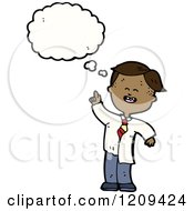 Cartoon Of A Boy In A Lab Coat Thinking Royalty Free Vector Illustration