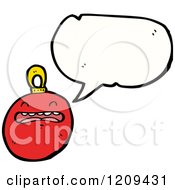 Cartoon Of A Speaking Christmas Bulb Royalty Free Vector Illustration