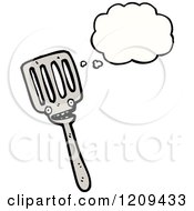 Cartoon Of A Thinking Spatula Royalty Free Vector Illustration by lineartestpilot
