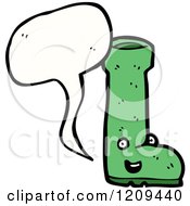 Cartoon Of A Green Boot Speaking Royalty Free Vector Illustration