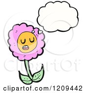 Cartoon Of A Pink Flower Thinking Royalty Free Vector Illustration