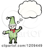 Cartoon Of A A Thinking Elf Royalty Free Vector Illustration