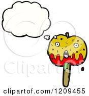 Cartoon Of A Caramel Apple Thinking Royalty Free Vector Illustration