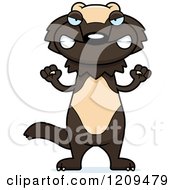 Cartoon Of A Mad Wolverine Mascot Holding Up Fists Royalty Free Vector Clipart