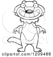 Cartoon Of A Black And White Happy Grinning Wolverine Mascot Royalty Free Vector Clipart