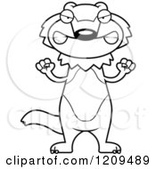 Cartoon Of A Black And White Mad Wolverine Mascot Holding Up Fists Royalty Free Vector Clipart
