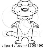Cartoon Of A Black And White Depressed Wolverine Mascot Royalty Free Vector Clipart