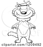 Cartoon Of A Black And White Drunk Or Dumb Wolverine Mascot Royalty Free Vector Clipart