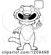 Cartoon Of A Black And White Smart Talking Wolverine Mascot Royalty Free Vector Clipart
