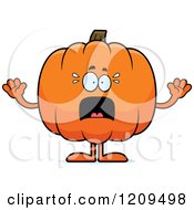 Cartoon Of A Scared Pumpkin Mascot Screaming Royalty Free Vector Clipart