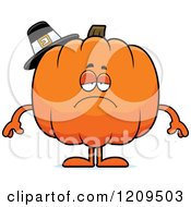 Poster, Art Print Of Depressed Pilgrim Pumpkin Mascot