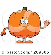 Friendly Pumpkin Mascot Waving