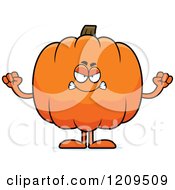Cartoon Of A Mad Pumpkin Mascot Holding Up Fists Royalty Free Vector Clipart by Cory Thoman