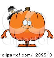 Happy Pilgrim Pumpkin Mascot Smiling