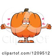 Loving Pumpkin Mascot Wanting A Hug