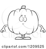 Cartoon Of A Black And White Surprised Pumpkin Mascot Royalty Free Vector Clipart