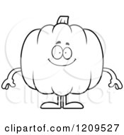 Poster, Art Print Of Black And White Happy Pumpkin Mascot Smiling