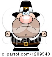 Cartoon Of A Mad Male Pilgrim Man With Balled Fists Royalty Free Vector Clipart