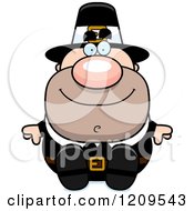 Cartoon Of A Happy Male Pilgrim Man Sitting Royalty Free Vector Clipart