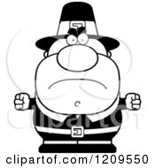 Cartoon Of A Black And White Mad Male Pilgrim Man With Balled Fists Royalty Free Vector Clipart