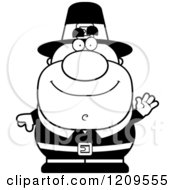 Cartoon Of A Black And White Friendly Waving Male Pilgrim Man Royalty Free Vector Clipart