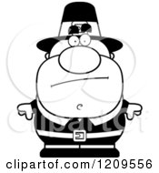 Cartoon Of A Black And White Bored Male Pilgrim Man Royalty Free Vector Clipart