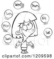 Poster, Art Print Of Black And White Happy Girl Learning The Days Of The Week