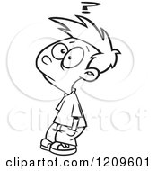 Cartoon Of A Black And White Quizzical Boy Royalty Free Vector Clipart