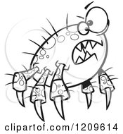 Cartoon Of A Black And White Mad Mite Royalty Free Vector Clipart by toonaday