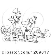 Poster, Art Print Of Black And White Happy Family Of Five