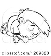 Poster, Art Print Of Black And White Sleeping Boy Sucking His Thumb