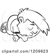 Cartoon Of A Black And White Sleeping Boy Sucking His Thumb Royalty Free Vector Clipart