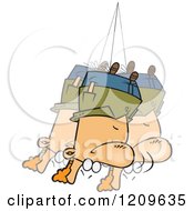 Cartoon Of A Caucasian Upside Down Man Swinging Topsy Turvy Royalty Free Vector Clipart