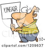 Poster, Art Print Of Picketing Caucasian Man Carrying An Unfair Sign