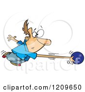 Poster, Art Print Of Caucasian Mans Arm Stretching And Going With A Bowling Ball