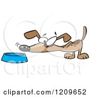 Dog Sniffing Food In A Bowl