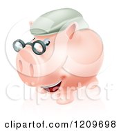 Poster, Art Print Of Pension Piggy Bank With Glasses And A Green Hat