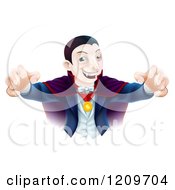 Cartoon Of A Dracula Vampire Reaching Out With His Hands Royalty Free Vector Clipart