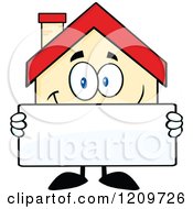 Poster, Art Print Of Happy Home Mascot Holding A Sign