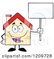 Happy Home Mascot Holding Up A Sign