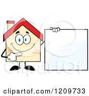 Poster, Art Print Of Happy Home Mascot Pointing To A Sign
