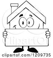 Poster, Art Print Of Black And White Happy Home Mascot Holding A Sign