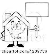 Poster, Art Print Of Black And White Happy Home Mascot Holding Up A Sign
