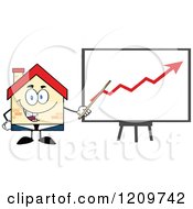 Poster, Art Print Of Happy Home Businessman Mascot Presenting An Increase Chart