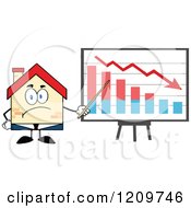 Poster, Art Print Of Happy Home Businessman Mascot Presenting A Loss Chart