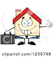 Poster, Art Print Of Happy Home Businessman Mascot Holding A Thumb Up