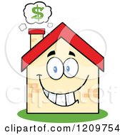 Poster, Art Print Of Happy Home Mascot With A Dollar Symbol Above The Chimney