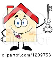 Poster, Art Print Of Happy Home Mascot Holding A Key
