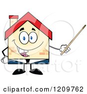 Poster, Art Print Of Happy Home Businessman Mascot Holding A Pointer Stick